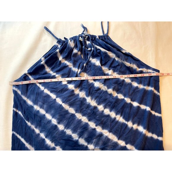 Chaps Denim Womens Tie Dye Halter Blouse Top Sleeveless Blue White Size Large - Picture 6 of 10